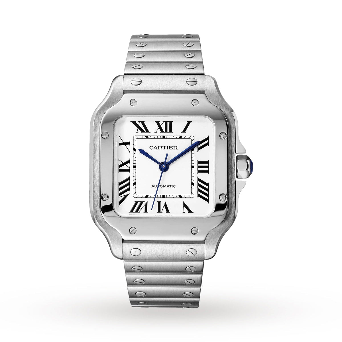 Santos de Cartier mittleres Modell | 35 mm, Stahl, silbernes Zifferblatt