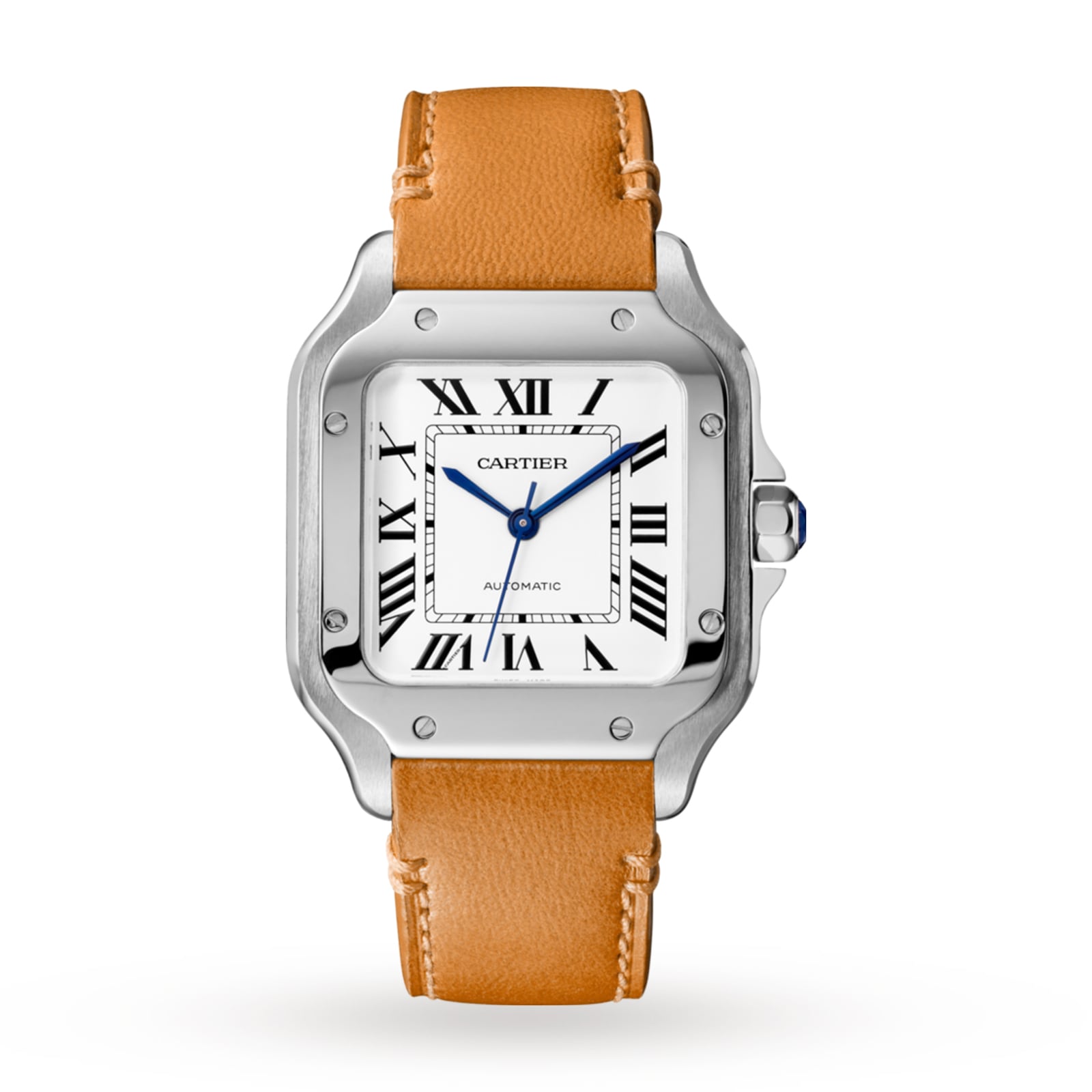 Santos de Cartier mittleres Modell | 35 mm, Stahl, silbernes Zifferblatt
