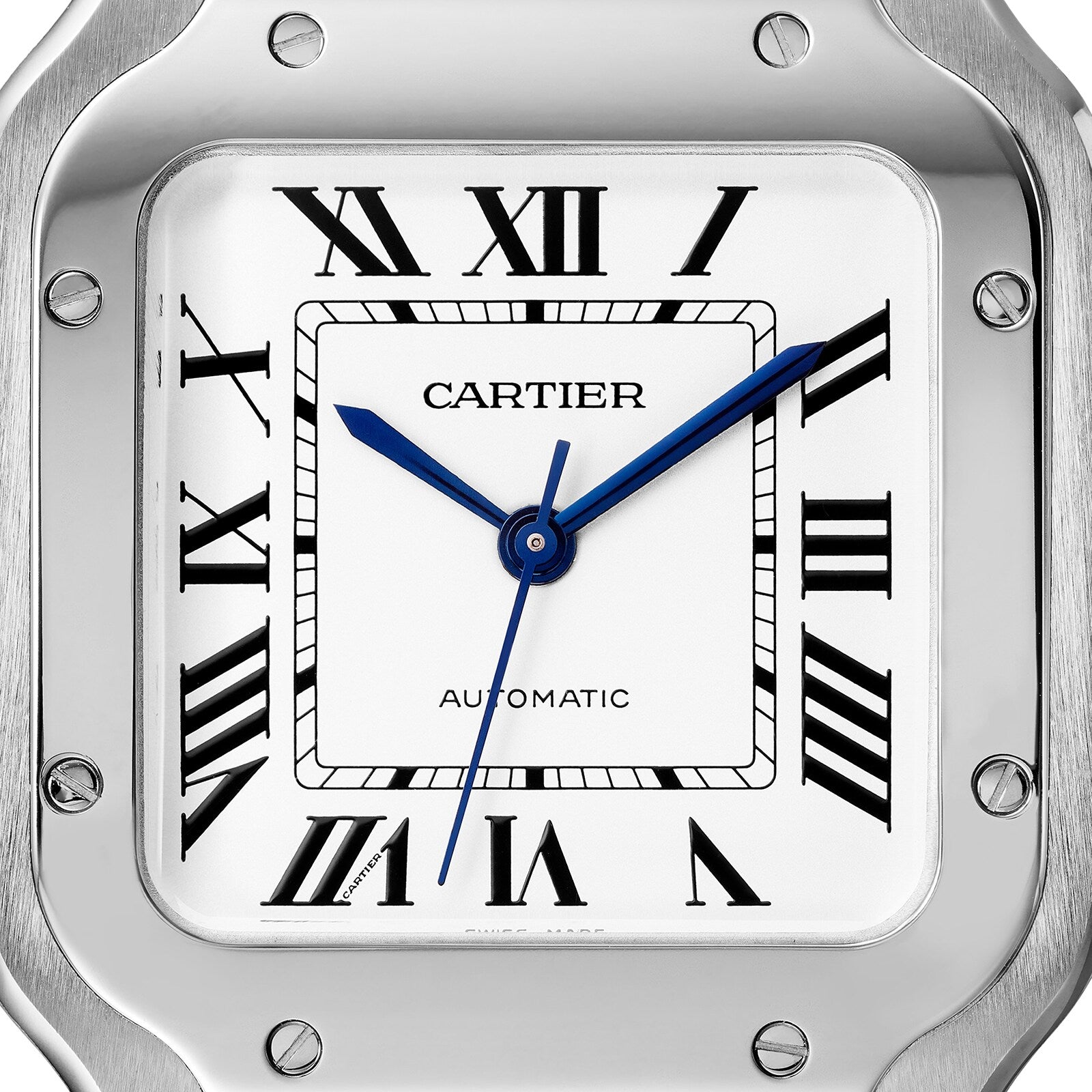 Santos de Cartier mittleres Modell | 35 mm, Stahl, silbernes Zifferblatt