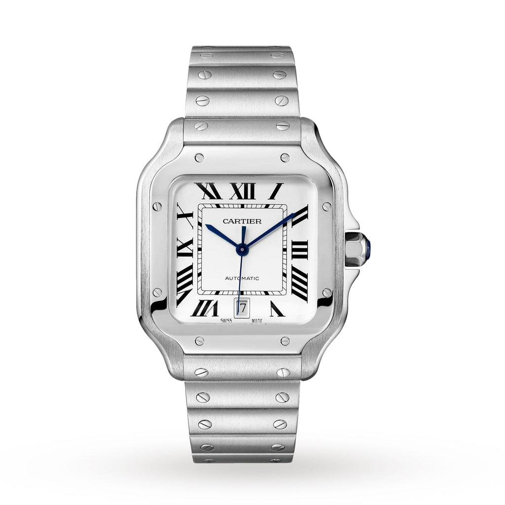 Santos de Cartier Großes Modell | 40 mm, Stahl, silbernes Zifferblatt