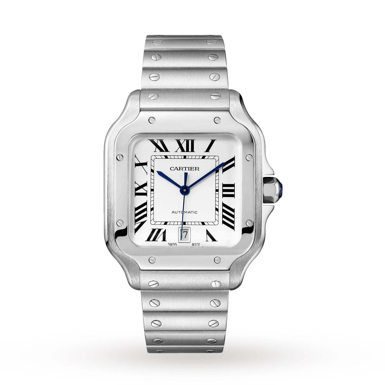 Santos de Cartier Großes Modell | 40 mm, Stahl, silbernes Zifferblatt
