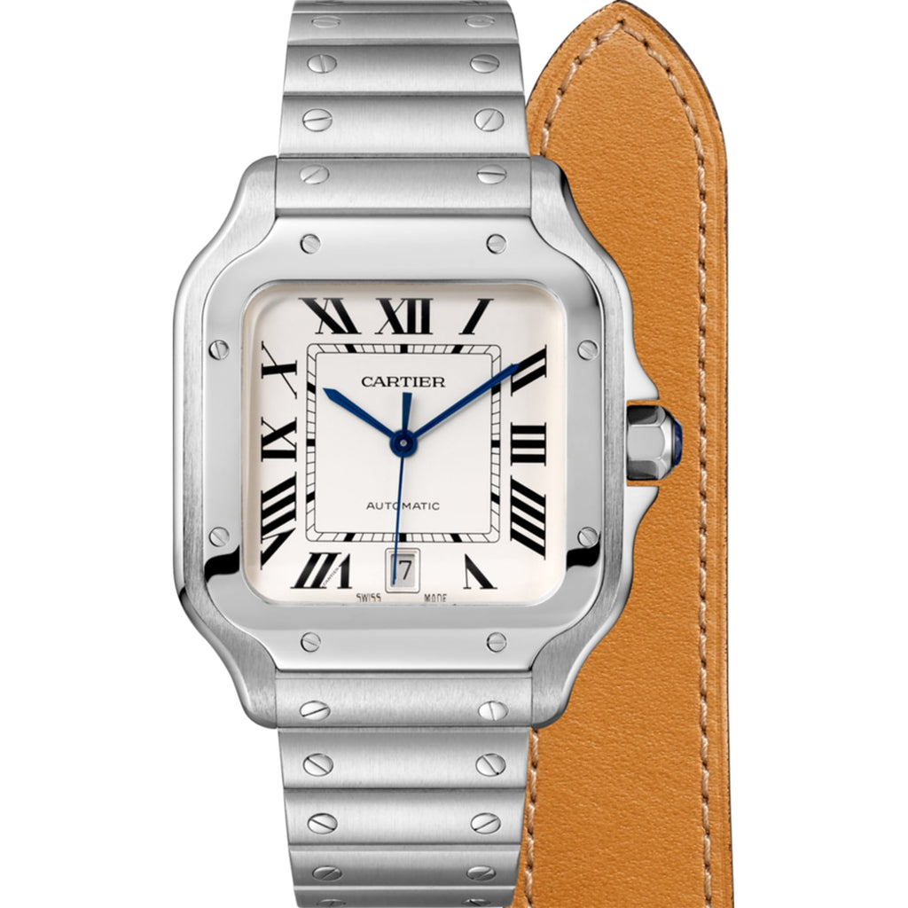 Santos de Cartier Großes Modell | 40 mm, Stahl, silbernes Zifferblatt
