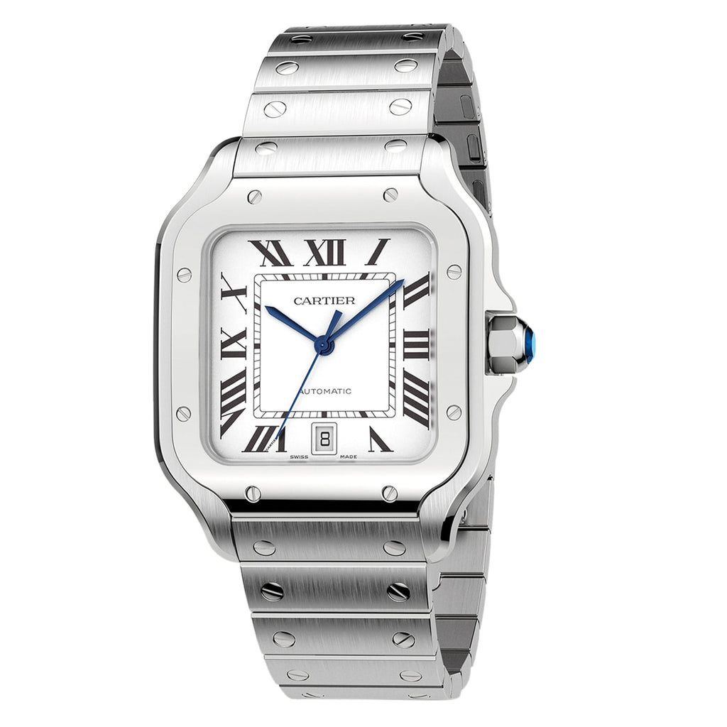 Santos de Cartier Großes Modell | 40 mm, Stahl, silbernes Zifferblatt