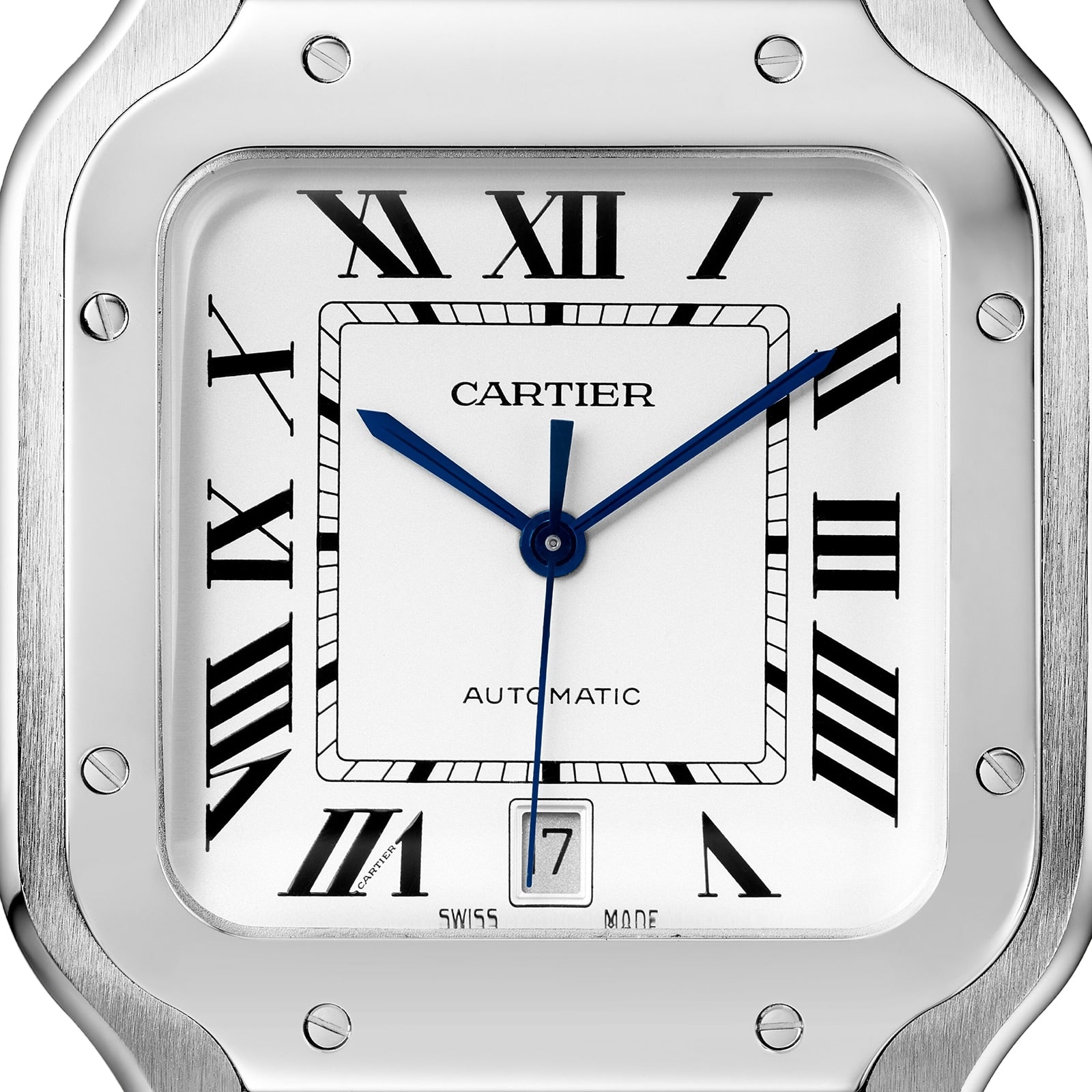 Santos de Cartier Großes Modell | 40 mm, Stahl, silbernes Zifferblatt