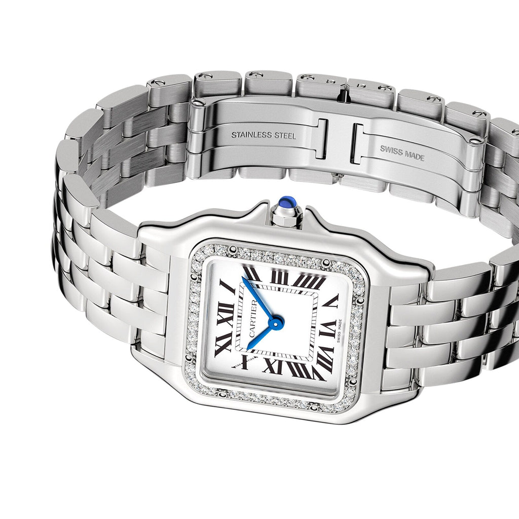 Panthère de Cartier Mittleres Modell | 27 mm, Stahl, silbernes Zifferblatt, Ref. W4PN0008