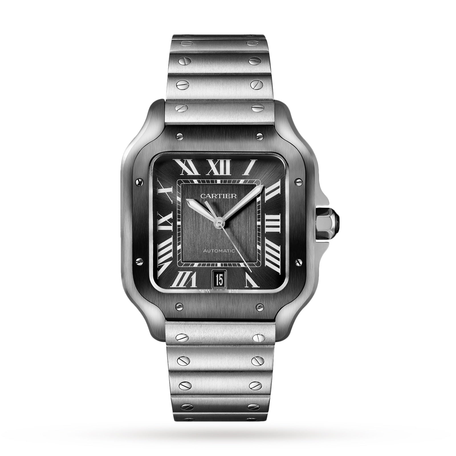 Santos de Cartier großes Modell | 40 mm, Bicolor Stahl & ADLC, Stahl, graues Zifferblatt