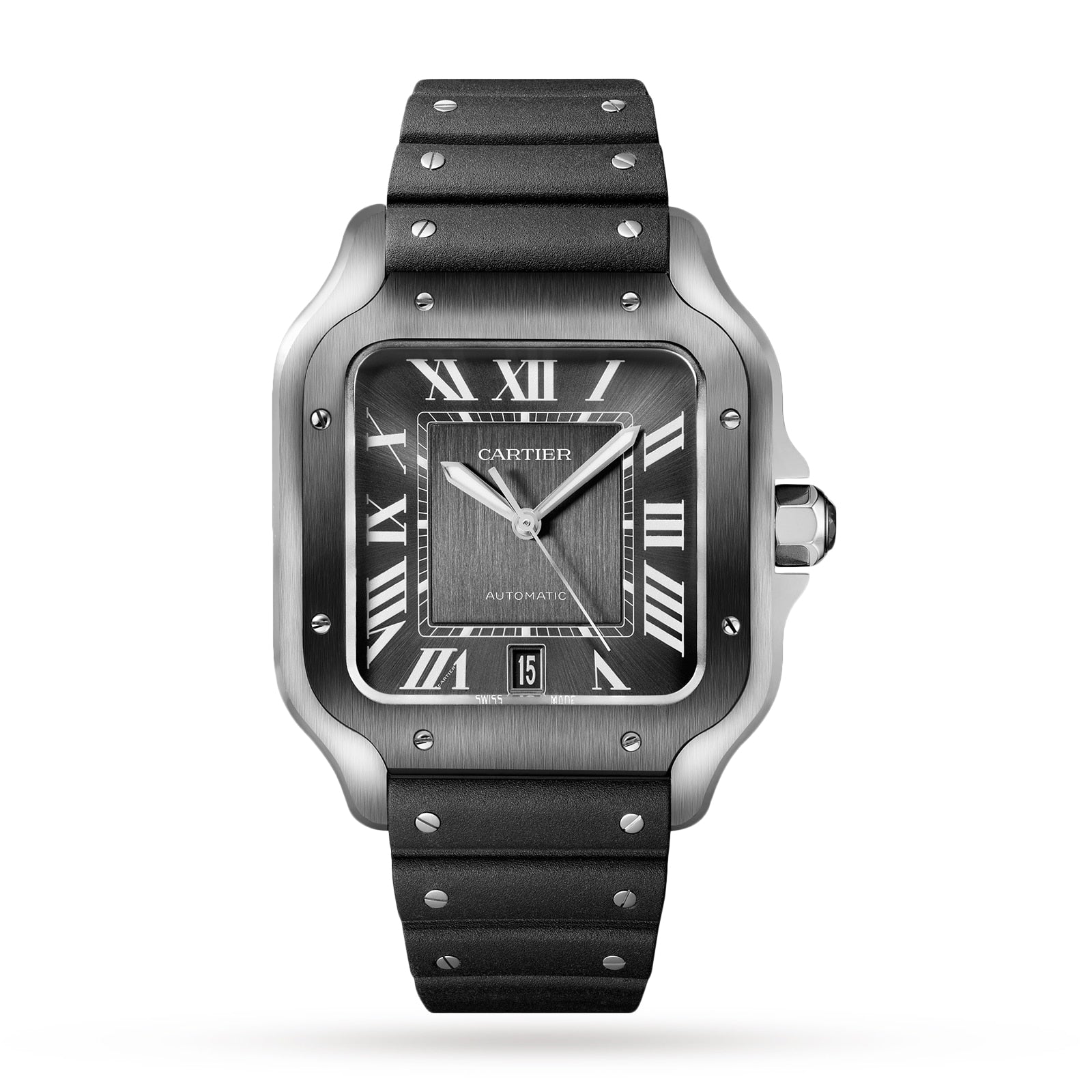 Santos de Cartier großes Modell | 40 mm, Bicolor Stahl & ADLC, Stahl, graues Zifferblatt