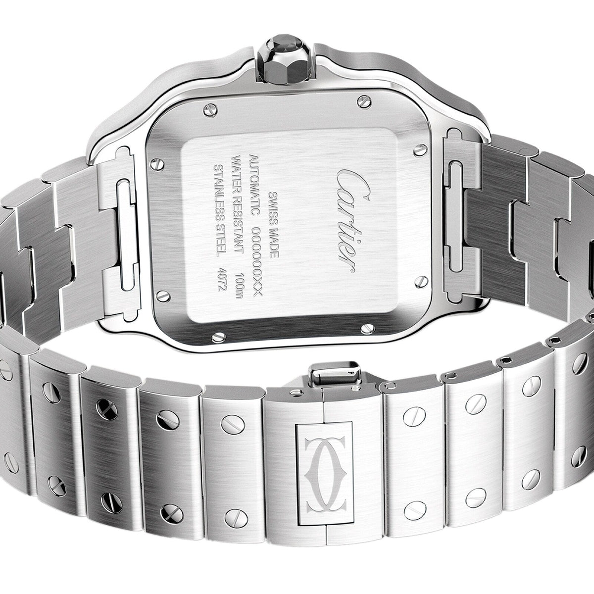 Santos de Cartier großes Modell | 40 mm, Bicolor Stahl & ADLC, Stahl, graues Zifferblatt
