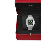 Santos de Cartier mittleres Modell | 35 mm, Stahl, grünes Zifferblatt