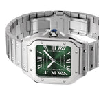 Santos de Cartier mittleres Modell | 35 mm, Stahl, grünes Zifferblatt