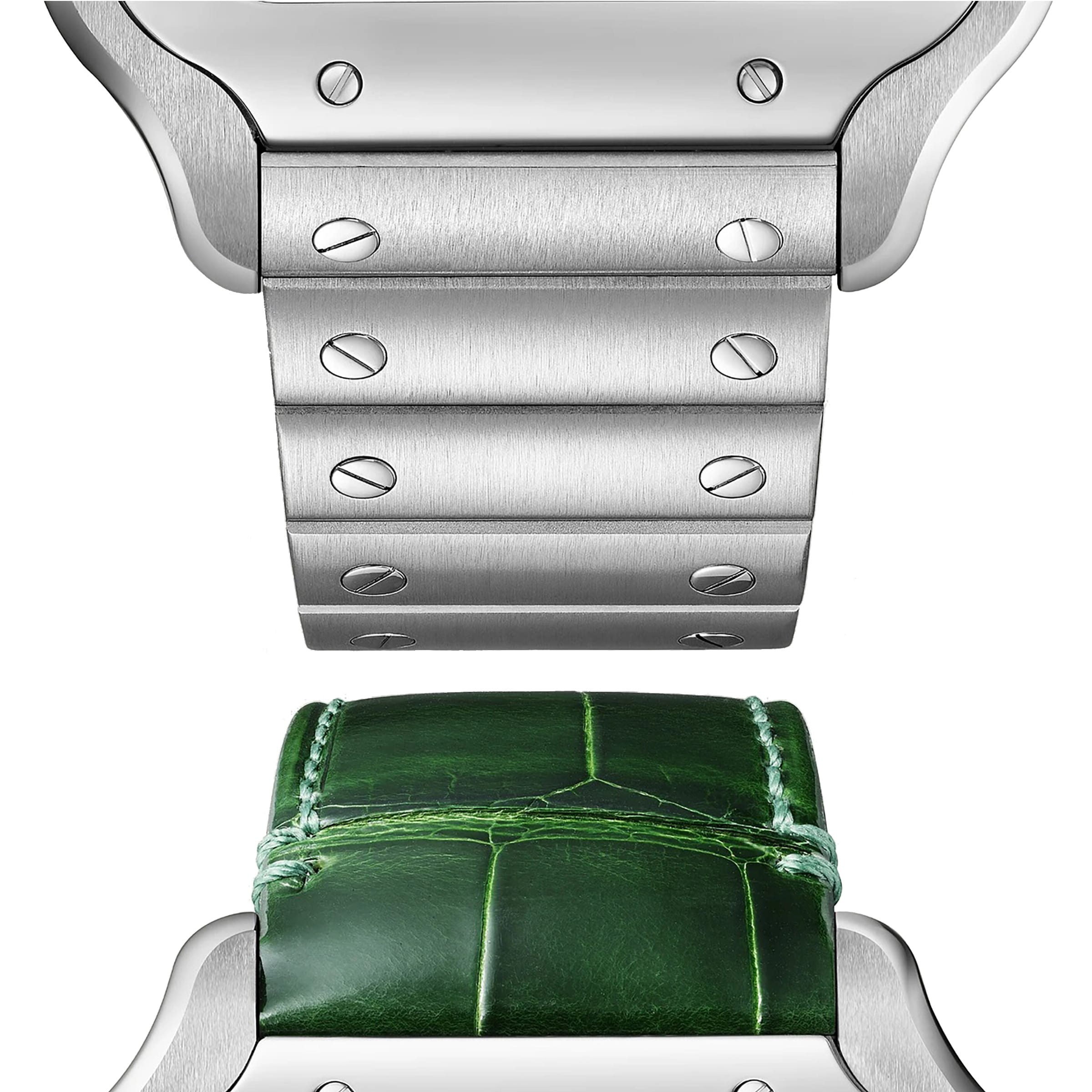 Santos de Cartier großes Modell | 40 mm, Stahl, grünes Zifferblatt