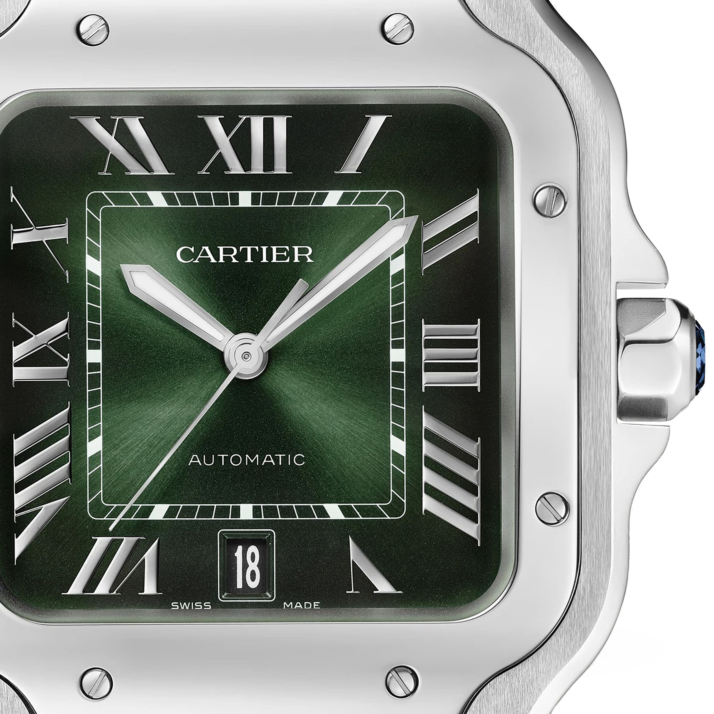 Santos de Cartier großes Modell | 40 mm, Stahl, grünes Zifferblatt