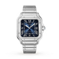 Santos de Cartier Großes Modell | 40 mm, Stahl, blaues Zifferblatt
