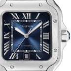 Santos de Cartier Großes Modell | 40 mm, Stahl, blaues Zifferblatt