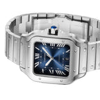 Santos de Cartier Großes Modell | 40 mm, Stahl, blaues Zifferblatt