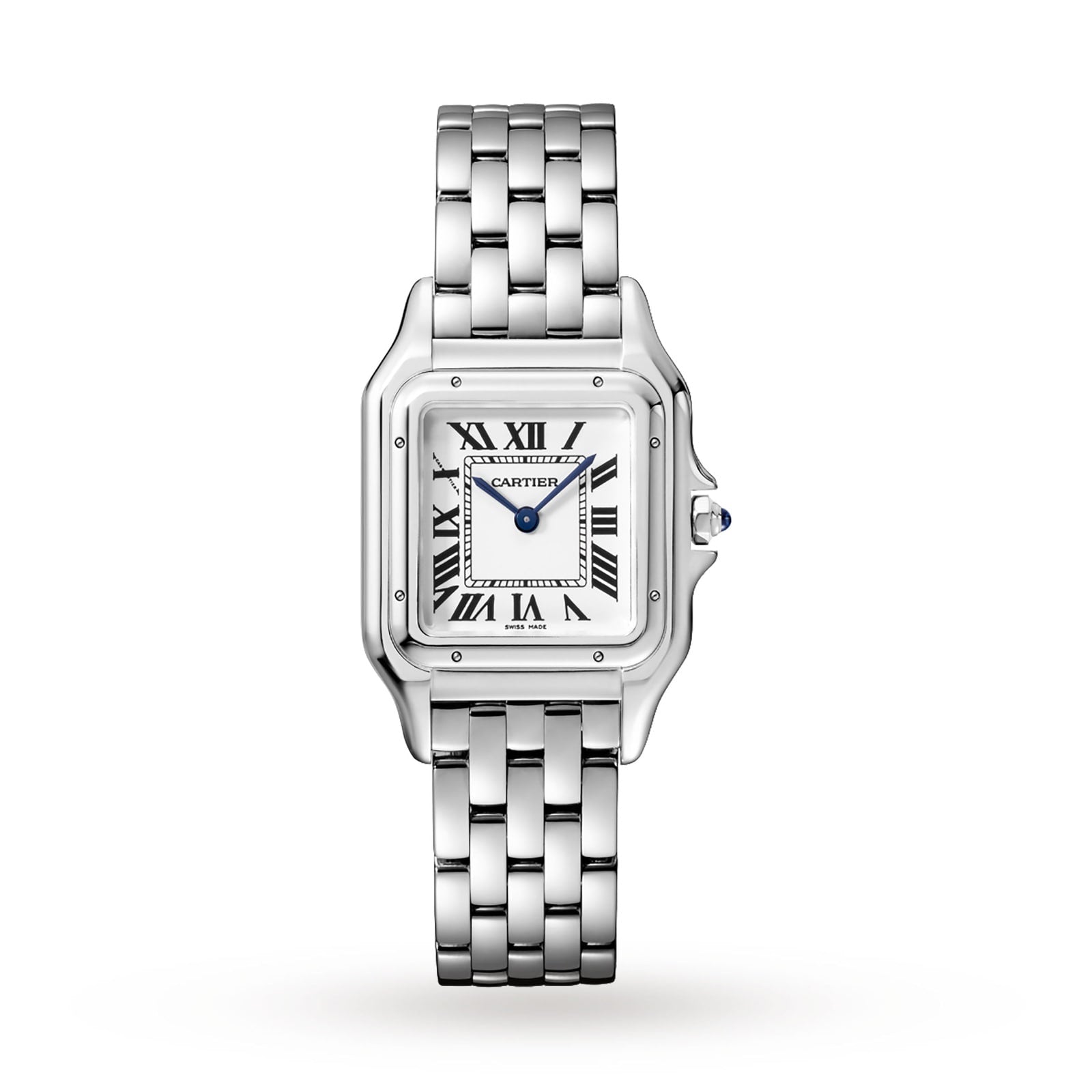 Panthère de Cartier Mittleres Modell | 27 mm, Stahl, weißes Zifferblatt