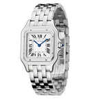 Panthère de Cartier Mittleres Modell | 27 mm, Stahl, weißes Zifferblatt