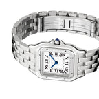 Panthère de Cartier Mittleres Modell | 27 mm, Stahl, weißes Zifferblatt