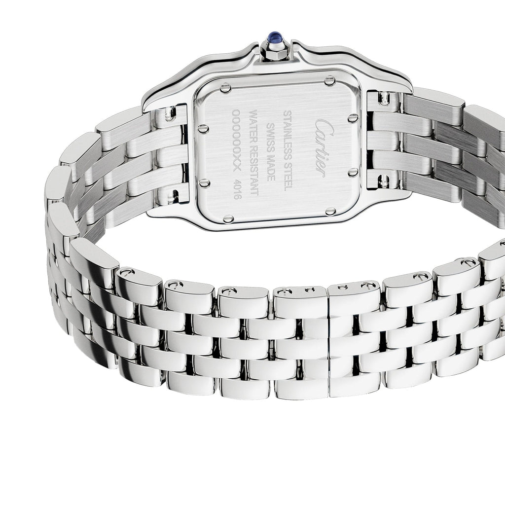 Panthère de Cartier Mittleres Modell | 27 mm, Stahl, weißes Zifferblatt