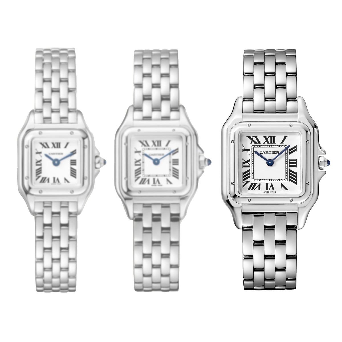 Panthère de Cartier Mittleres Modell | 27 mm, Stahl, weißes Zifferblatt