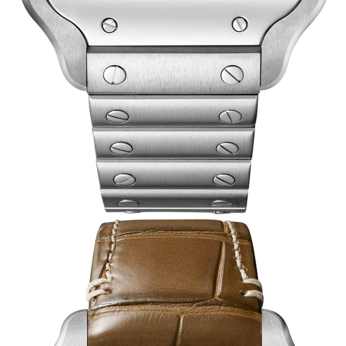 Santos de Cartier Mittelgroßes Modell | 35 mm, Stahl, braunes Zifferblatt