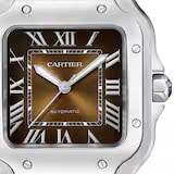 Santos de Cartier Mittelgroßes Modell | 35 mm, Stahl, braunes Zifferblatt