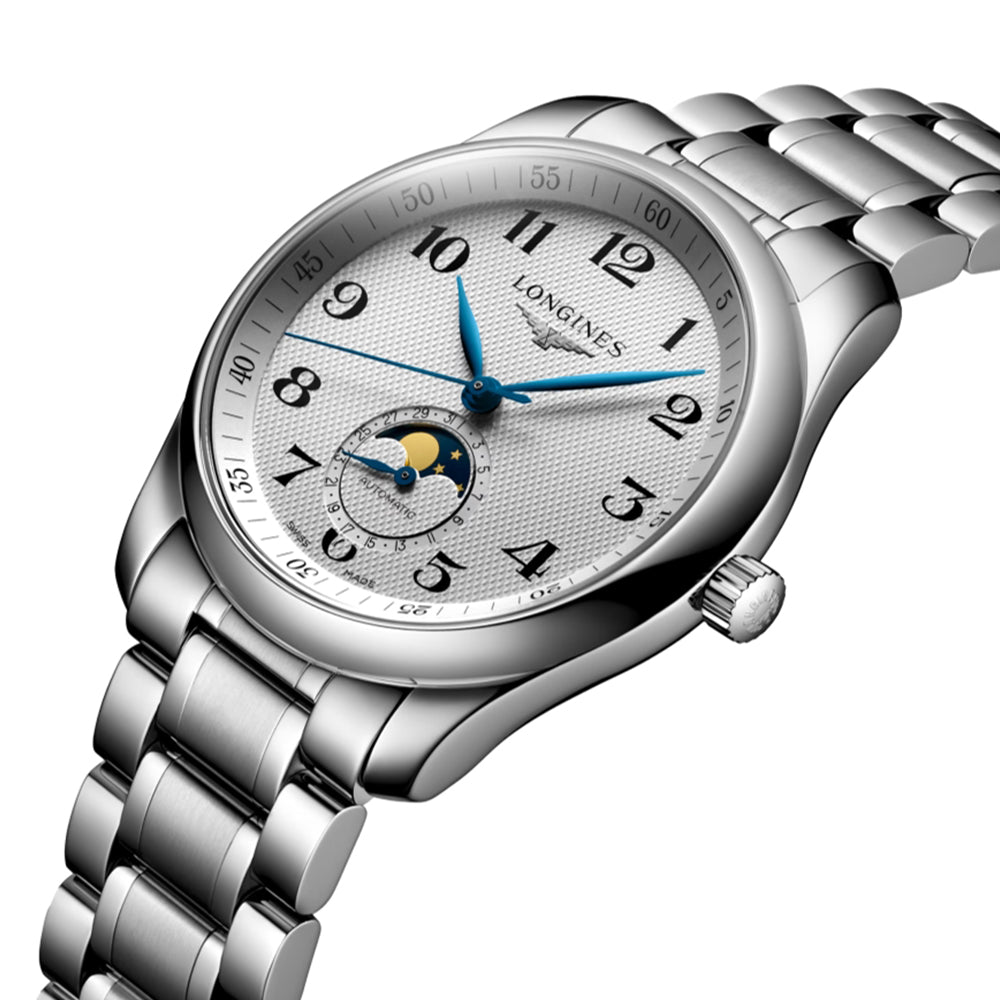 Longines Master Collection Mondphase 40mm - Silber "Gerstenkorn" am Armband