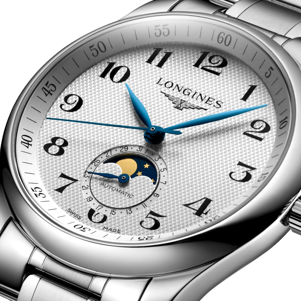 Longines Master Collection Mondphase 40mm - Silber "Gerstenkorn" am Armband