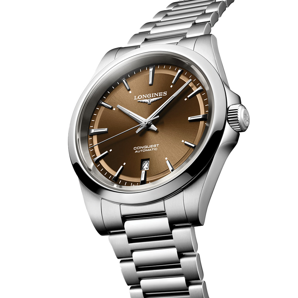 Longines Conquest 41mm - Sonnenschliff Braun am Armband