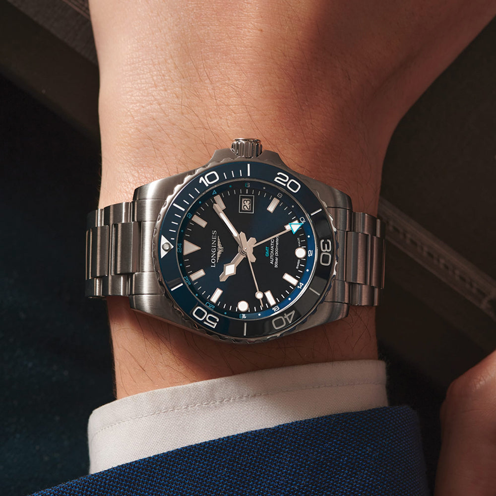 longines HydroConquest GMT 41mm - Blau am Armband