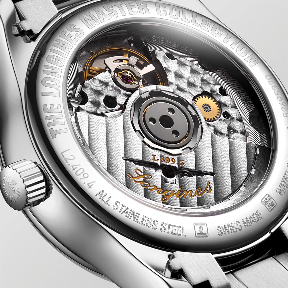 Longines Master Collection Mondphase 34mm – Weiß am Armband