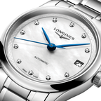 Longines Master 34mm – Weiß, Perlmutt, diamantbesetzt am Armband