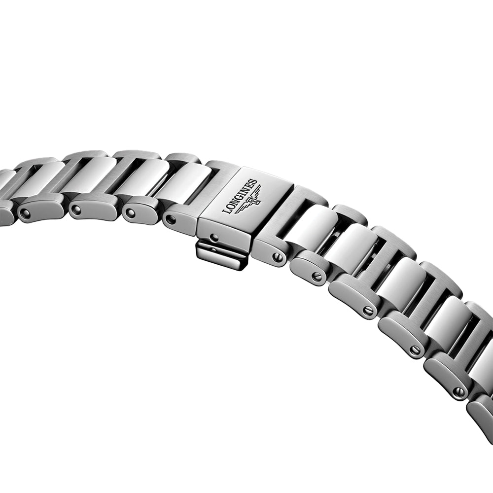 Longines Conquest 34mm – Sonnenschliff Blau am Armband
