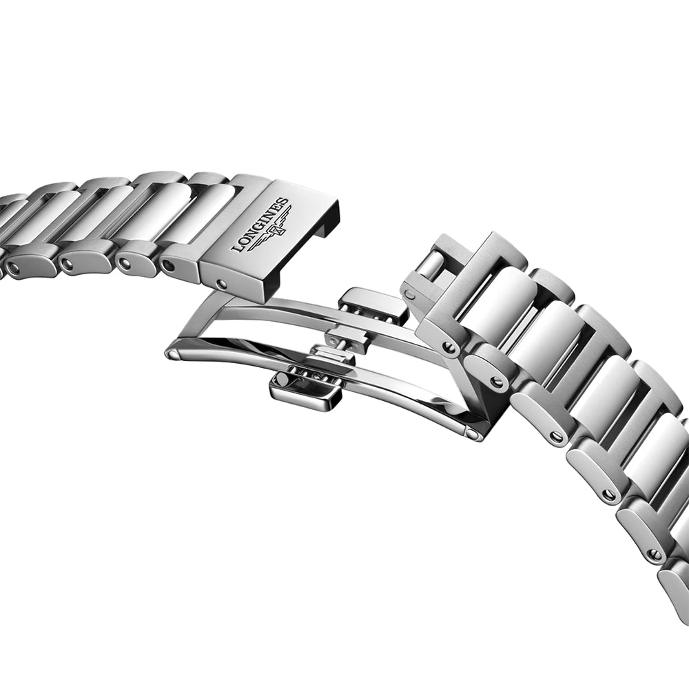 Longines Conquest 34mm - Sonnenschliff-Rosa am Armband