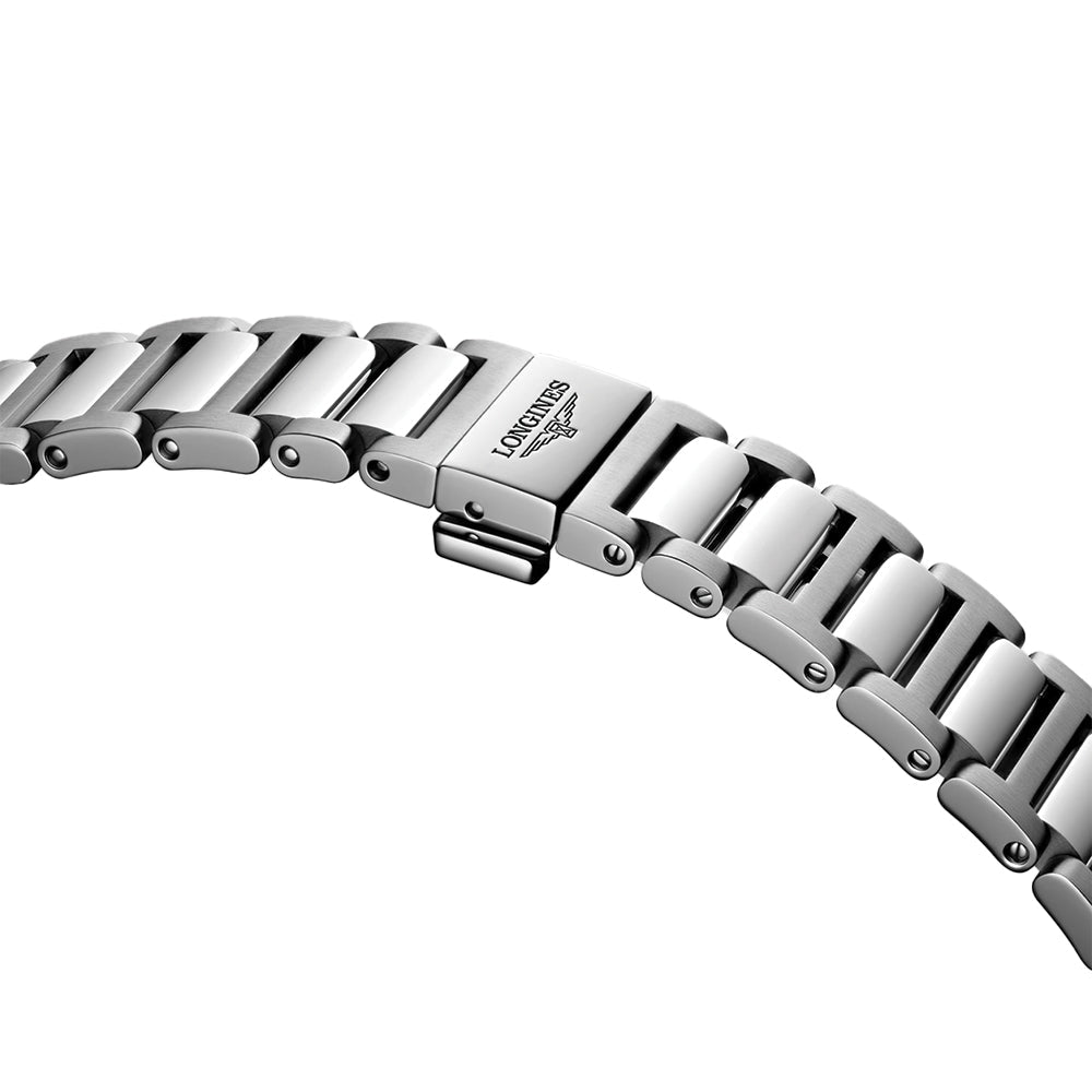 Longines Conquest 34mm – Weiß, Perlmutt mit Diamanten am Armband