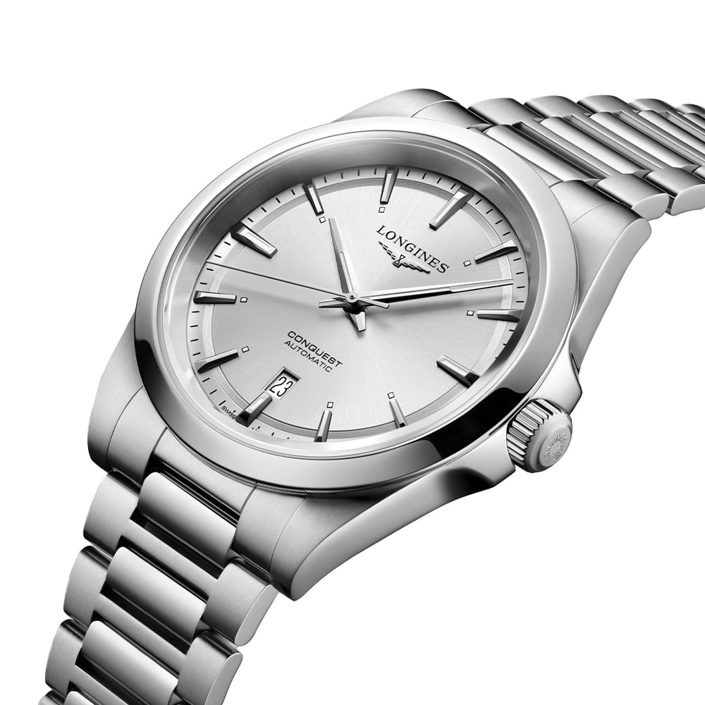 Longines Conquest 41mm – Sunray Silber am Armband