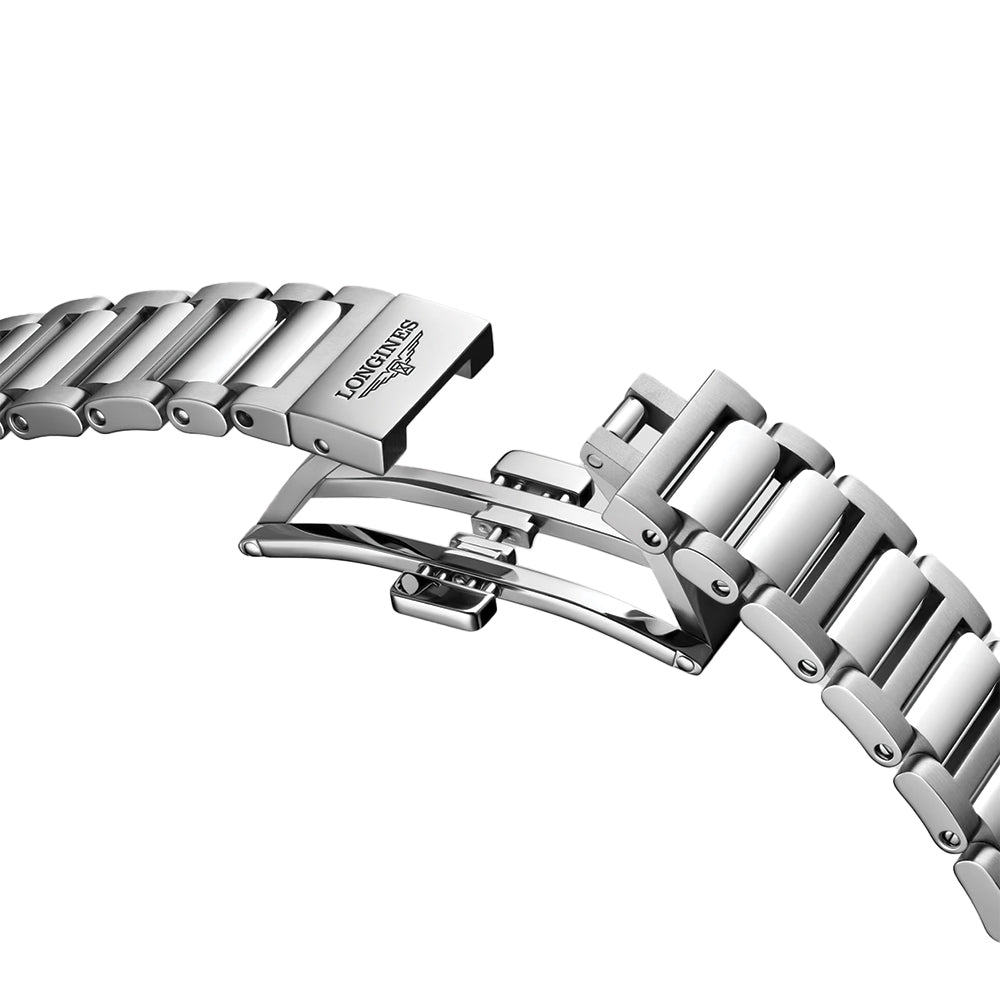 Longines Conquest 34mm – Weiß, Perlmutt mit Diamanten am Armband