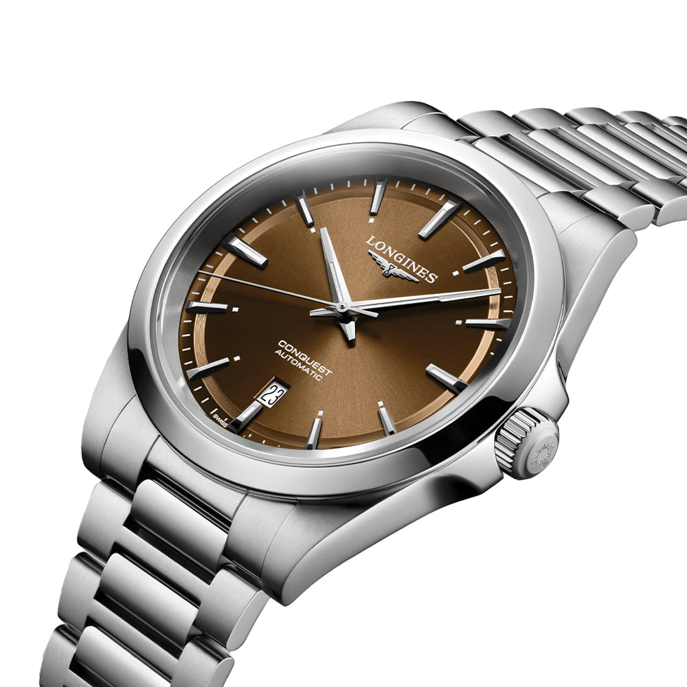Longines Conquest 41mm - Sonnenschliff Braun am Armband