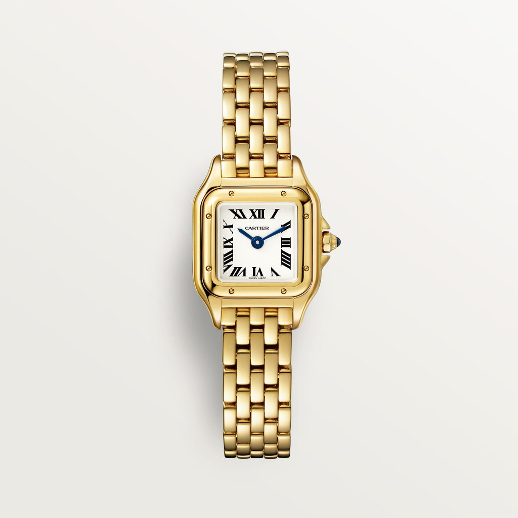 Panthère de Cartier Mini-Modell | 19 mm, 18 Karat Gelbgold, silbernes Zifferblatt, Ref. WGPN0048