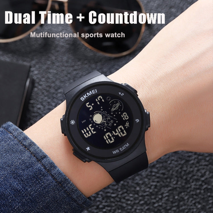 Skmei-2068-multifunktionale-Herren-50m-wasserdichte-nachtleuchtende-digitale-Sport-Armbanduhr-Schwarz-Weiß
