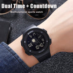 Skmei-2068-multifunktionale-Herren-50m-wasserdichte-nachtleuchtende-digitale-Sport-Armbanduhr-Schwarz-Weiß