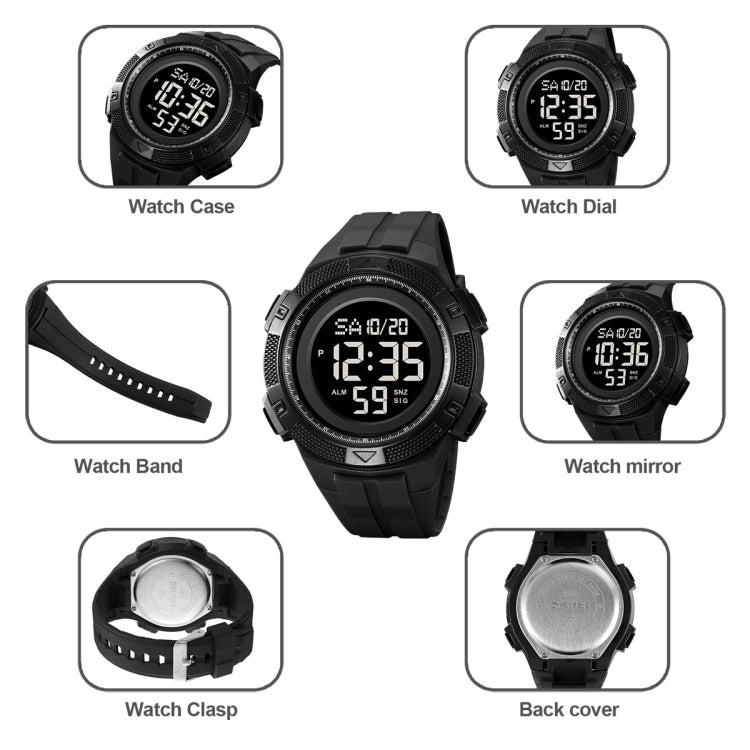 Skmei-2078-multifunktionale-Herren-50m-wasserdichte-Sport-Fashion-Digital-Armbanduhr-Schwarz