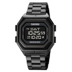 Skmei-1875-Herren-Outdoor-Elektronik-Uhr-Timing-Multifunktionsuhr-Stahlband-Schwarz-Maschine