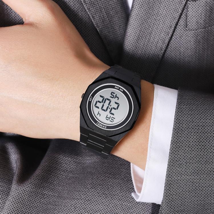 Skmei-2479-Herren-Business-Casual-Multifunktions-Chronograph-Elektronische-Uhr-Schwarz
