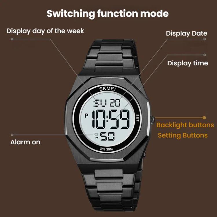 Skmei-2479-Herren-Business-Casual-Multifunktions-Chronograph-Elektronische-Uhr-Schwarz