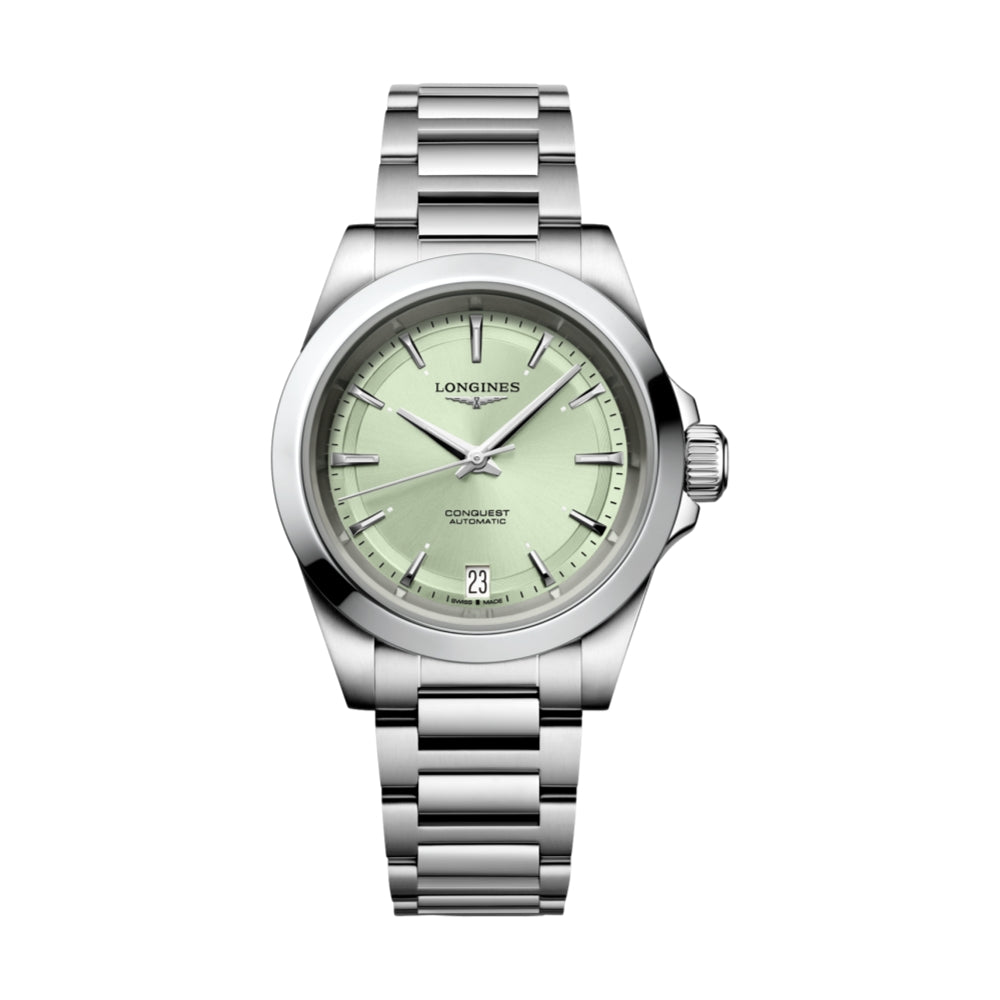 Longines Conquest 34 mm - Sonnenschliff Grün am Armband